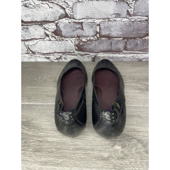 INDIGO BY CLARKS Black Lea Bishop Studded Slip On Strap Wedge Women’s 8M US/39EU - Picture 6 of 16